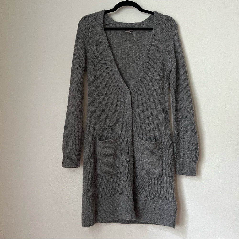 Banana Republic Merino Alpaca Blend Light Grey Longline Cardigan Sweater, S